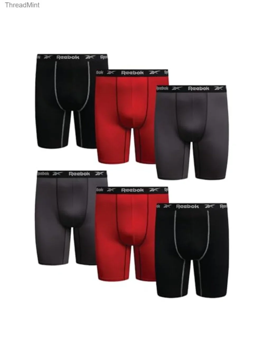 Mens Big & Tall Boxer Briefs 6 Pack Long Leg Tag Free Stretch Underwear
